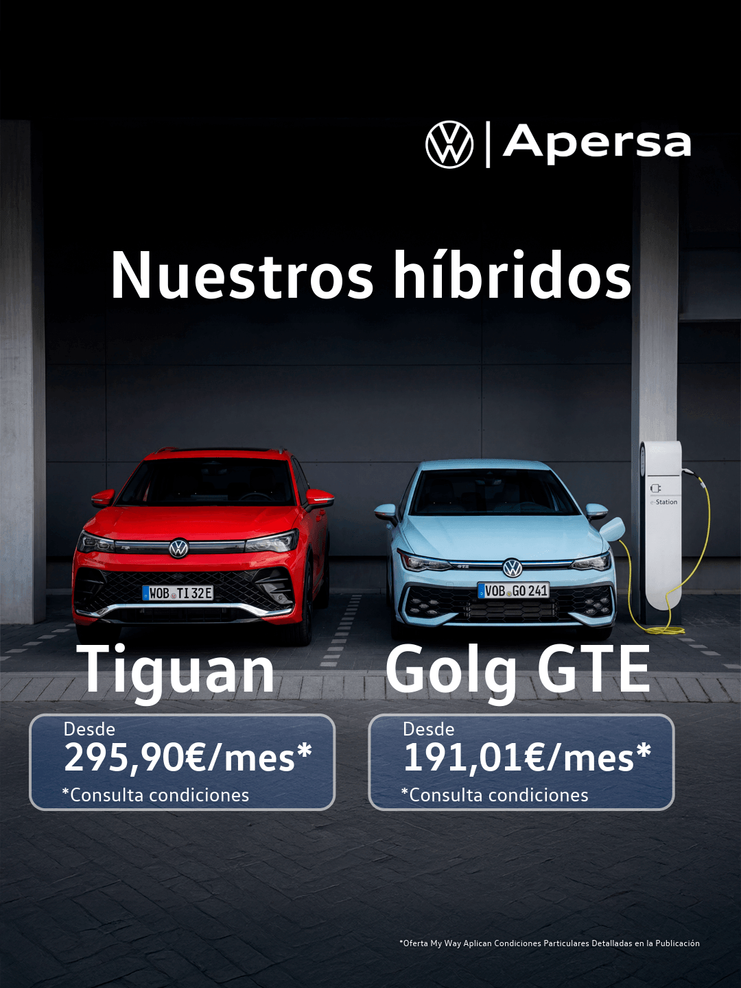 lleva tu Volkswagen Golf eHybrid por tan solo 172€ al mes en Apersa Ourense, Lugo o Burela.